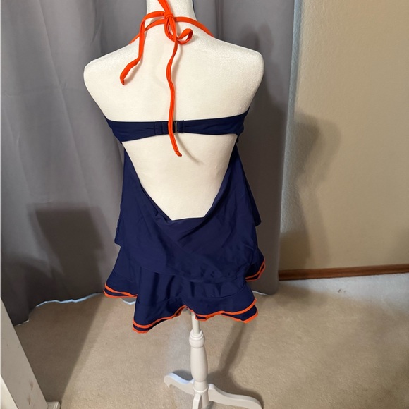 Blue with orange trim tankini by George - Picture 2 of 4